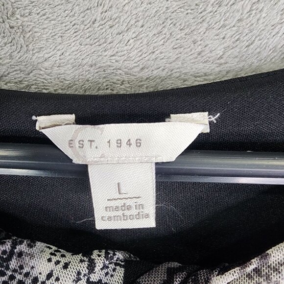 Womens Est. 1946 Gray Orange Snake Print Top Blouse Long Sleeve Keyhole Neck L - Picture 7 of 8